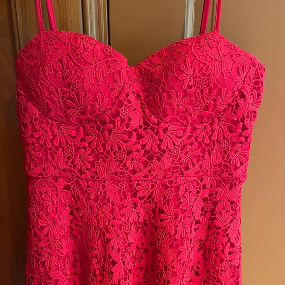 Lulu’s So Into You Red Crochet Lace Bustier Skater Dress - Picture 2 of 3